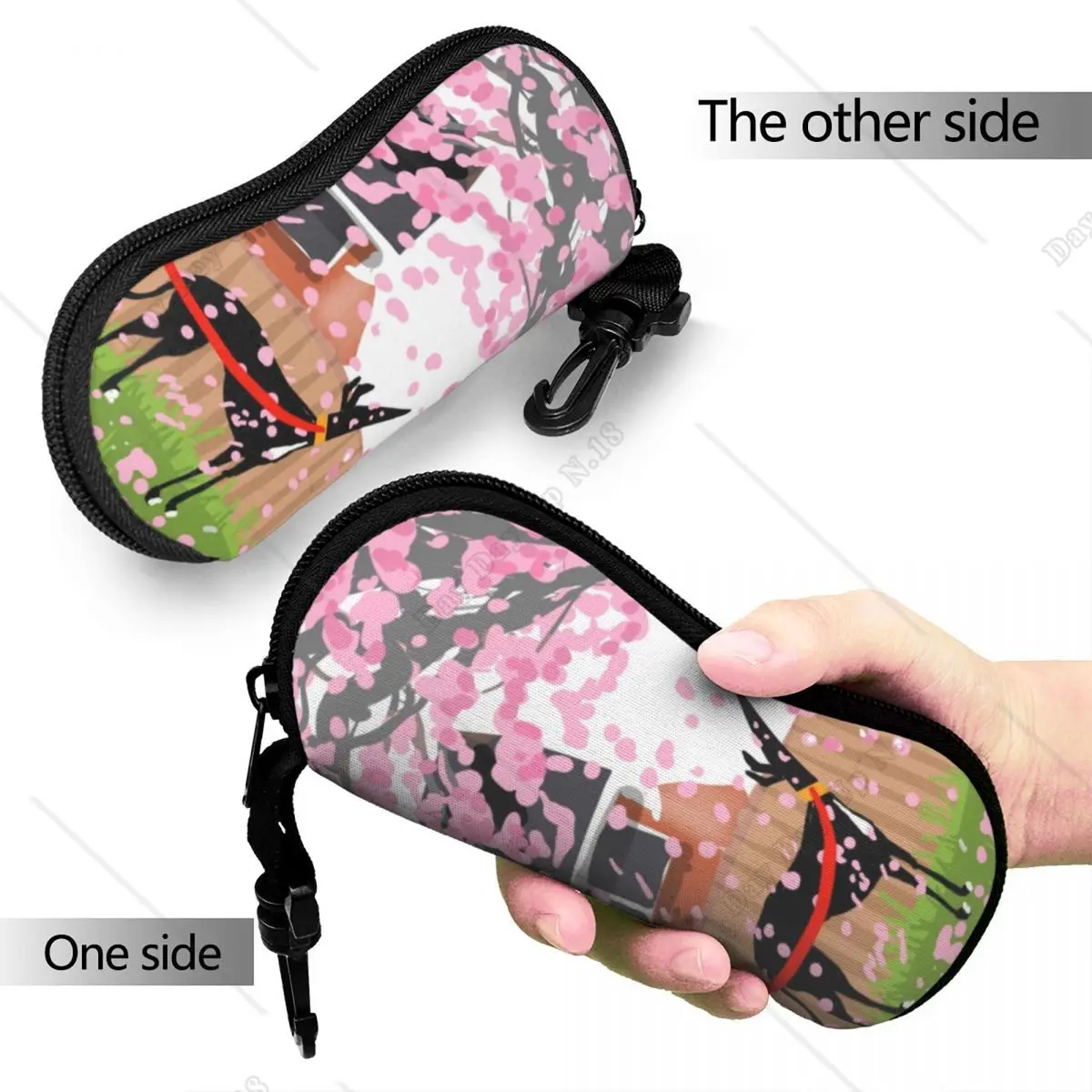 Blossom Hound Glasses Case Protective Zipper Greyhound Whippet Lurcher Dog Eyewear Storage Box Charming Glasses Box