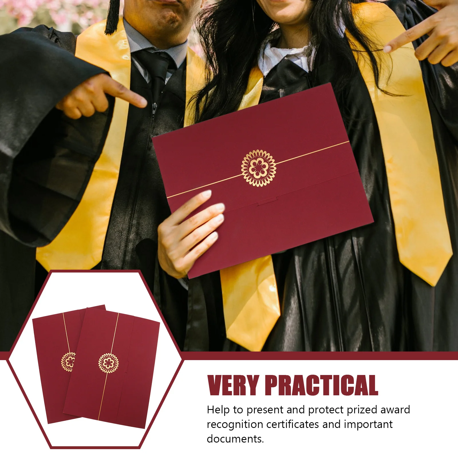 

2pcs Paper Certificate Holders Document Covers Diploma Holder Award Cover For Certificates Diplomas Photos Protective Folder