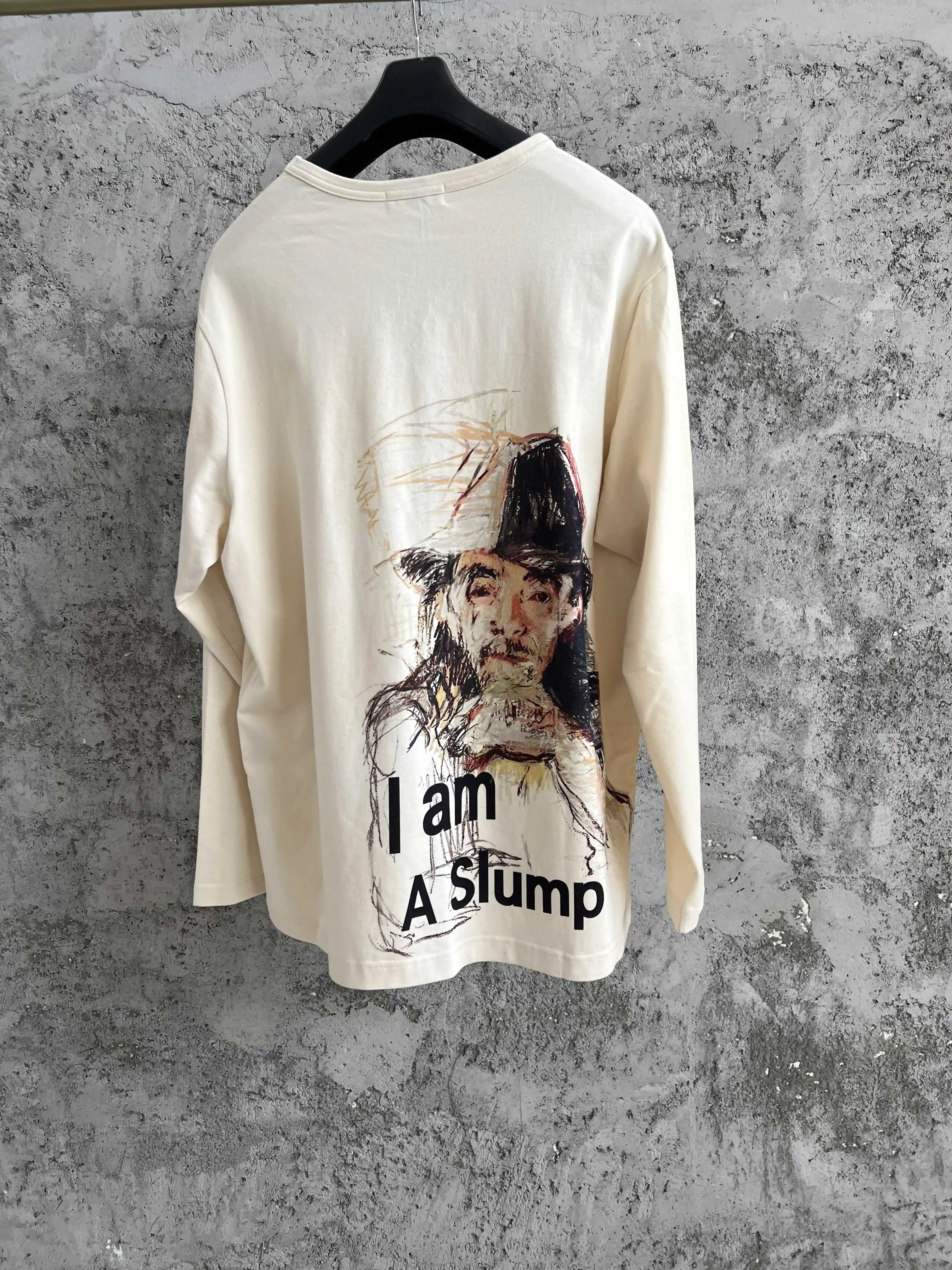 A Japanese oil painting portrait printed pure cotton casual painter hoodie with a literary and artistic style