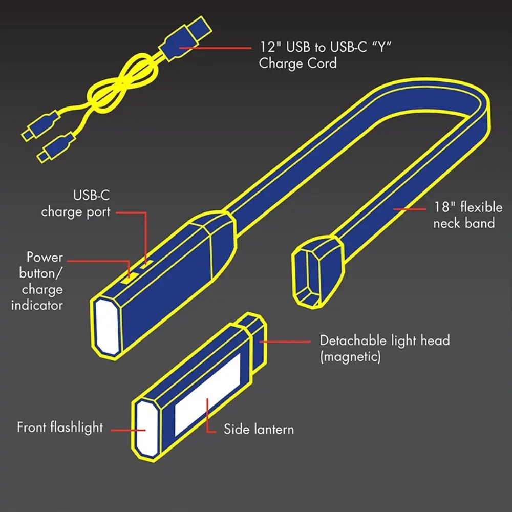 Flexible Design Neck Light LED Lighting Magnet Attachment Book Light Hanging Function Rechargeable Battery Work Light