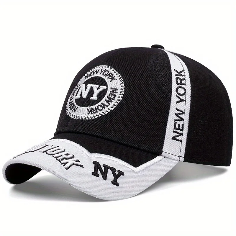 

NY letter embroidered baseball cap for men and women, outdoor hip-hop, adjustable duckbill cap, travel and shopping