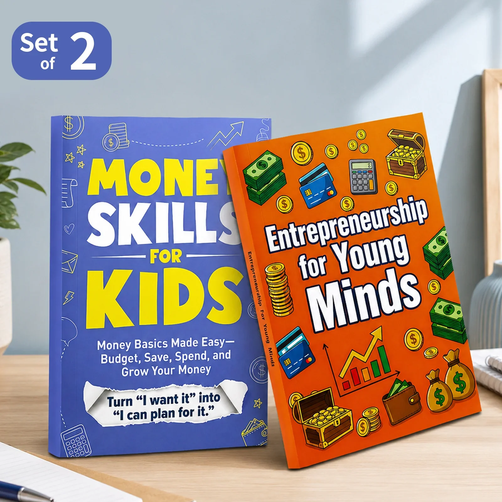 2-Book Kids Money Skills and Entrepreneurship Book Set, Includes Money Skills for Kids and Entrepreneurship for Young Minds