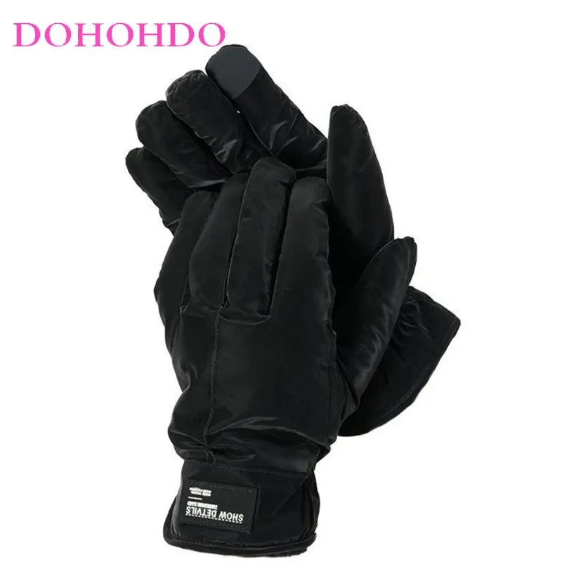 

Men's Winter Velvet Black Gloves Warm Riding Thick Reflective Waterproof Outdoor Riding Windproof Ski Gloves Motorcycle Gloves