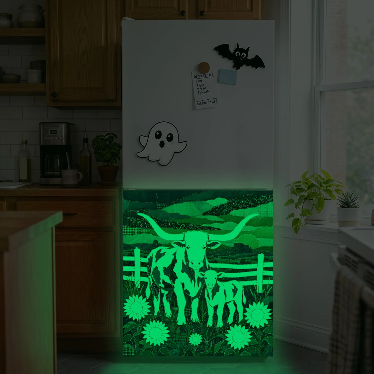 23 × 25.29 inch luminous dishwasher magnetic sticker creative dishwasher magnetic decoration easy installation