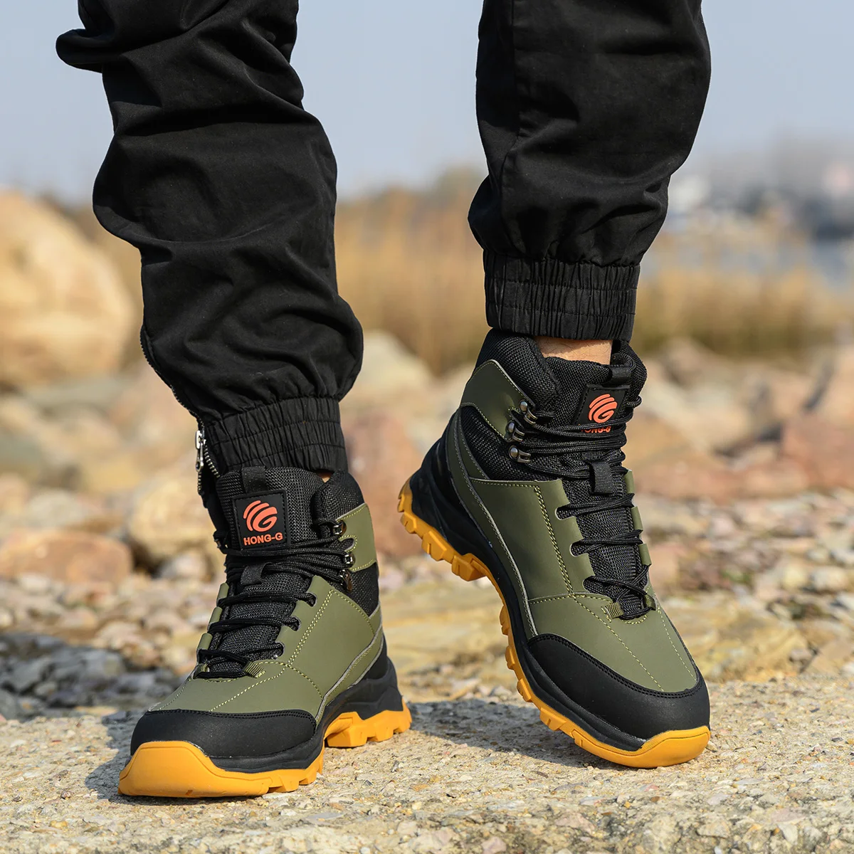 أحذية أمان جلدية غير قابلة للتدمير أحذية تكتيكية للرجال خفيفة الوزن غير قابلة للانزلاق أحذية عمل مريحة أحذية واقية للرجال #5