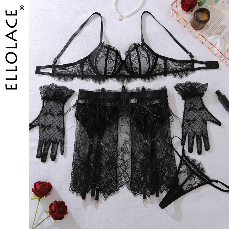 Ellolace Sissy Sexy Female Lingerie Attractive Black Lace Ethical Women's Underwear Dark Romance Call Of The Night