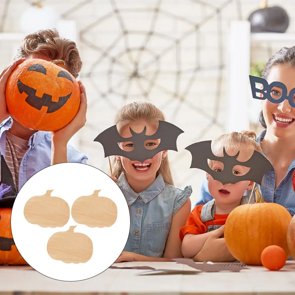 

3pcs Wooden Pumpkin Cutouts Unfinished Diy Wooden Boards For Crafts Painting Projects Halloween Wedding Decoration