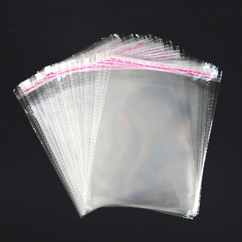 100pcs 50micron Clear OPP Self Adhesive Ship Bags Transparent Clothes Shoes T-shirt Socks Underwear Bra Gifts Packaging Pouches