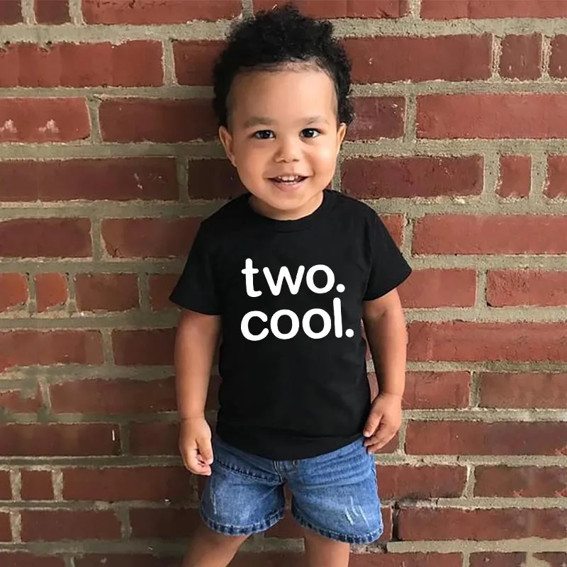 Kids Boys Girls T Shirt Two Cool Summer FashionToddler Boy Girl 2nd Birthday T-shirt Children Casual Funny Short Sleeve Tees