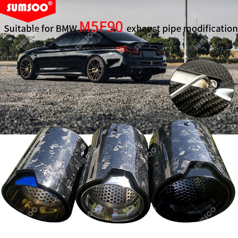 genuine SUMSOO 4PCS  Forged Carbon Fiber Exhaut tip golden blue silver black Fits for BMW M5 F90 Carbon Fiber Exhaust tips