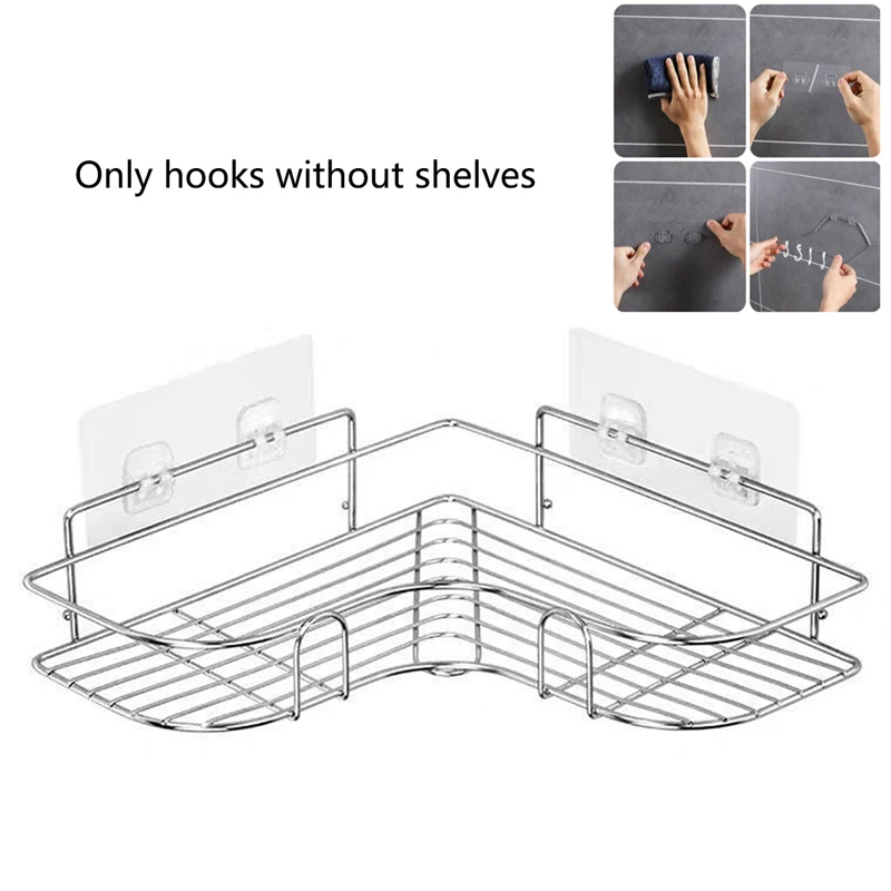 1pcs Wall Mounted Adhesive Hook Under Wire Shelf Rack Hanger Holder Clamp Organizer Bathroom Shelves Bathroom Organization