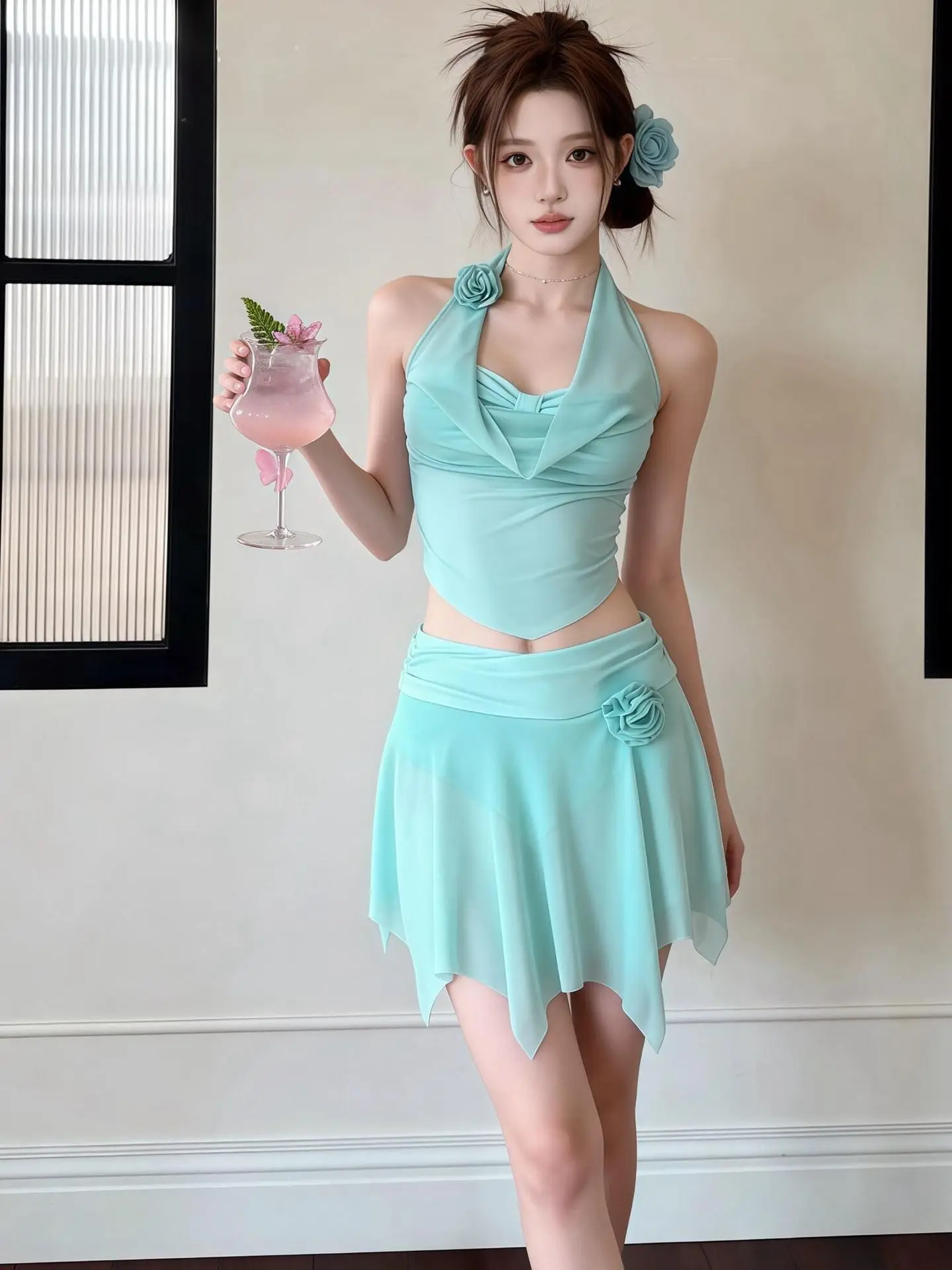 

Мятный купальник-бикини для женщин: пляжный, для термальных источников, корректирующий, из нейлона, раздельный дизайн, для отпуска