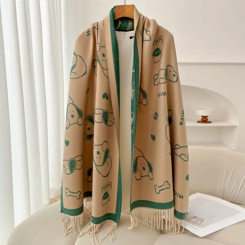 Luxury Brand Cashmere Women Animal Scarf Winter Warm Shawl and Wrap Bandana Pashmina Female Foulard Square Thick Blanket Poncho