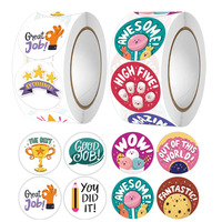 500Pcs/Roll Cartoon Dessert Reward Encourage Stickers,3.0cm/1.2inch Round Perfect For Learning Rewards Game Toys Gift Seal