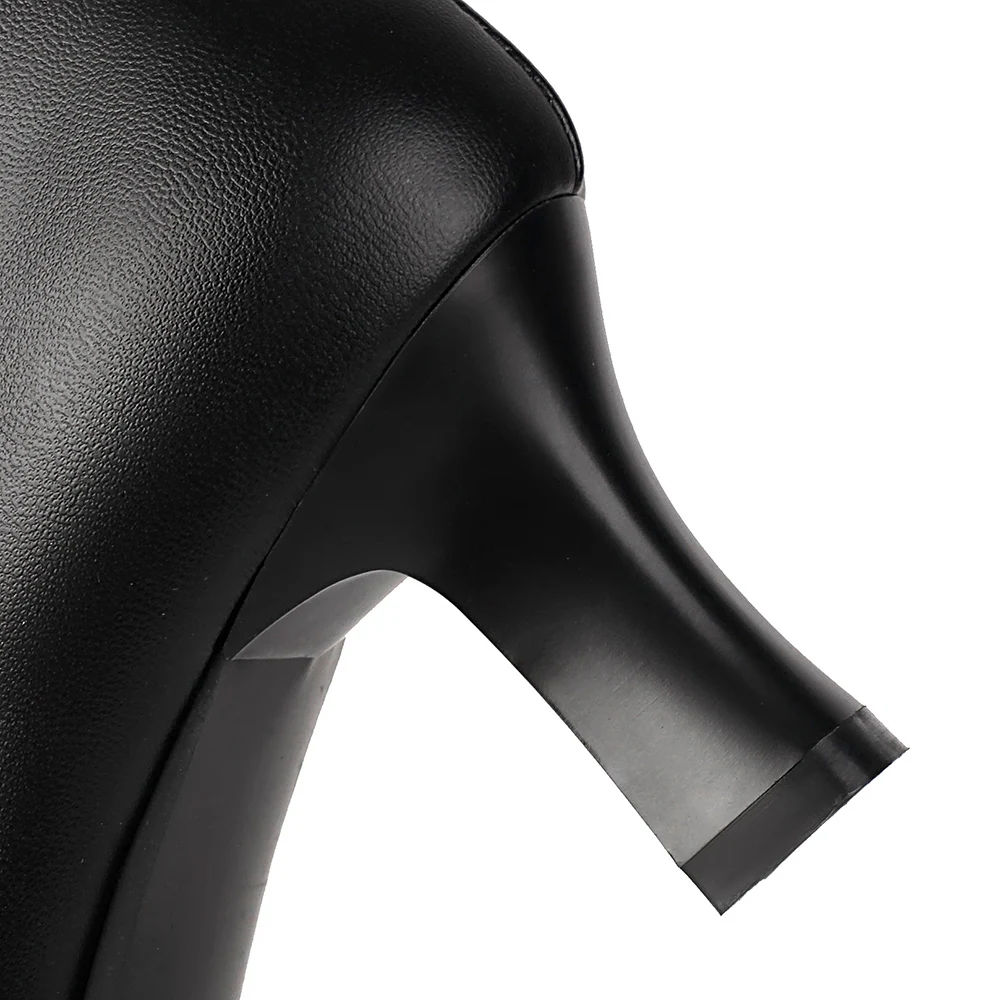 2025 New Winter Elegant White Black Women Mid Calf Boots Sweet 6cm High Heel Lady Party Shoes Plus Big Size 12 43 45 48