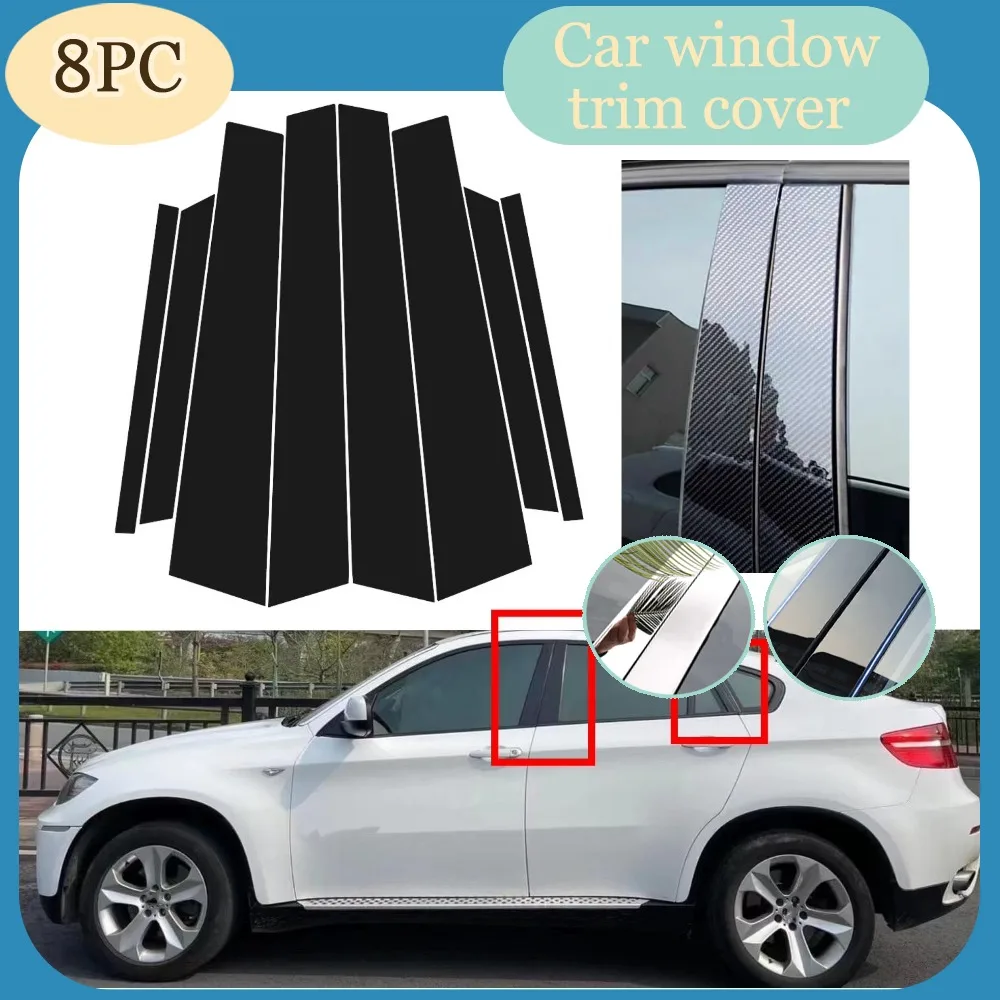 

Glossy Black Pillars Post Fit For BMW X6 X6M E71 E72 2008-2014Mirror Effect Window Door Column Center B C Cover Trim PC Sticker