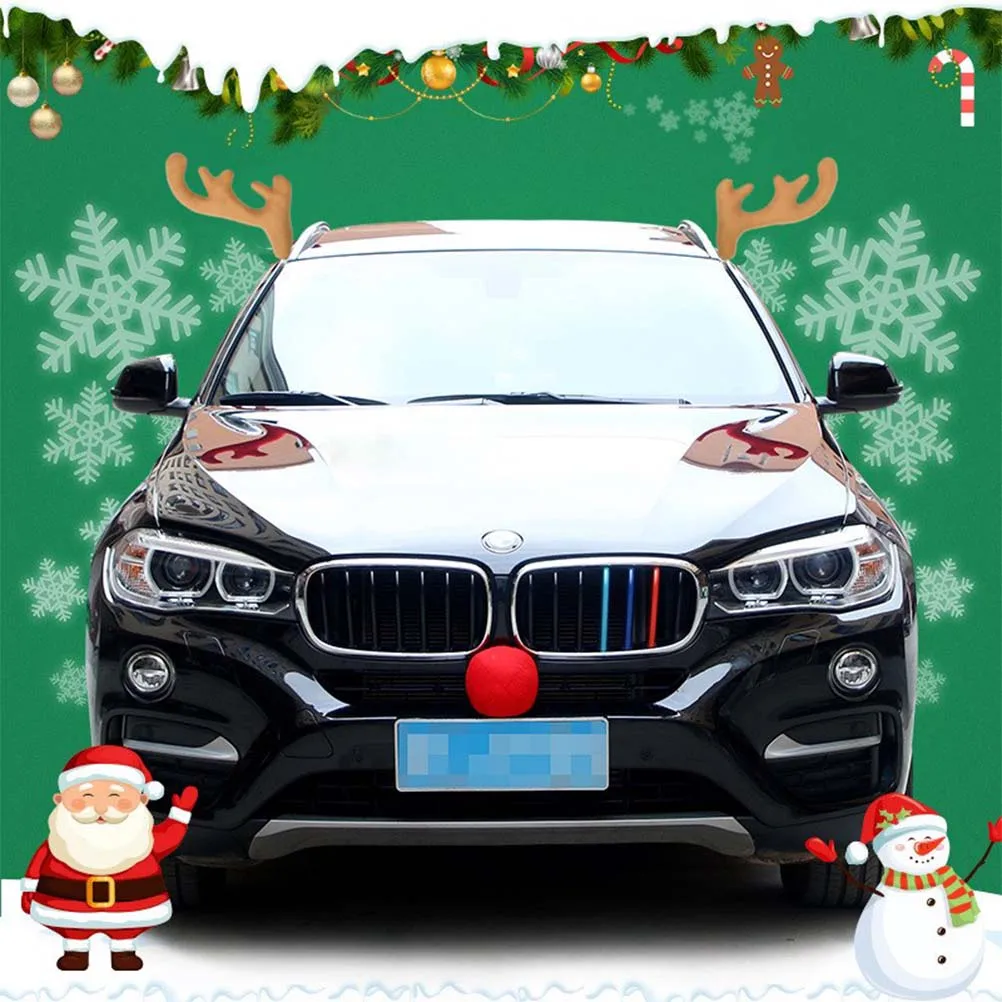 

3pc Antlers Antlers And Nose Durable Fabric Easy Christmas Decorations For Car Installation Christmas Decorations for Car Gifts