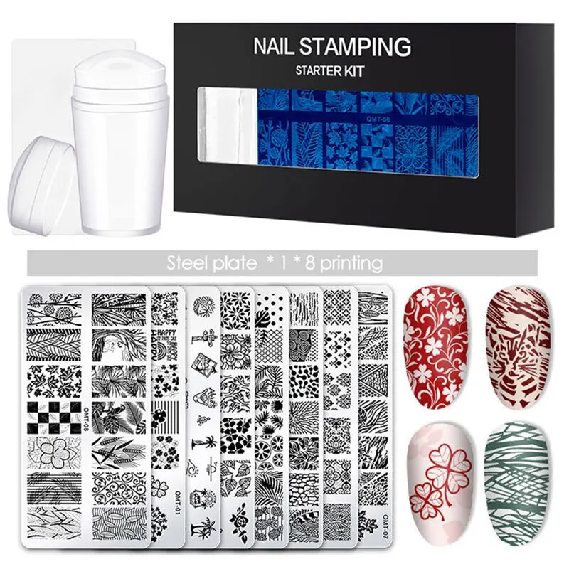 

Nail Art Printing Set Nail Stamping Kit Steel Plate Transfer Die Tool Printing Stencils Manicure Tools Various Pattern Template