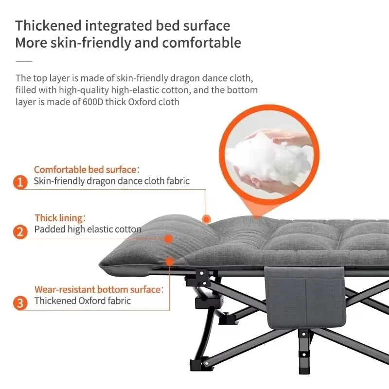 Single simple folding bed metal frame suitable for home office outdoor camping lunch break