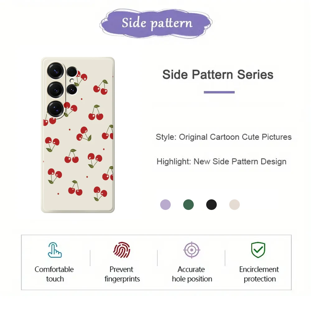 Чехол для телефона с принтом вишни для Samsung Galaxy S25 S24 S23 S22 S21 S20 Ultra Plus S10 Plus S24FE S23FE S22FE S21FE S20FE Soft Cover