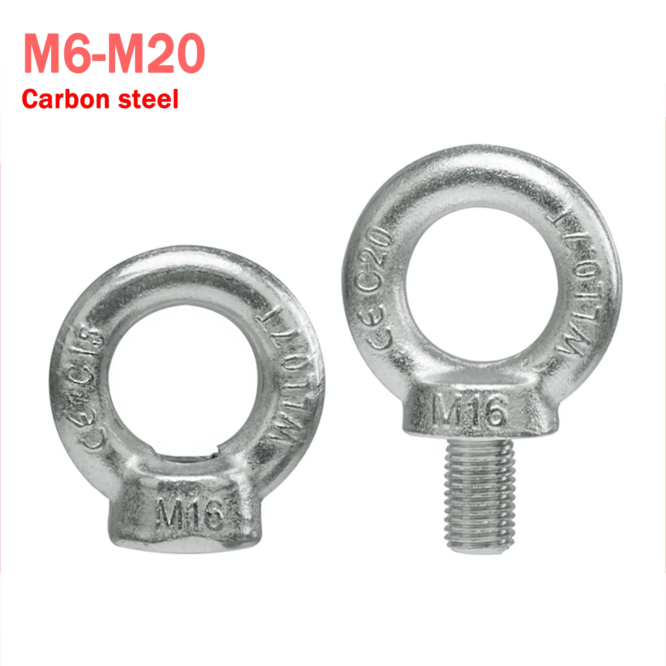 Carbon Steel Galvanised Lifting Eye Nuts / Bolts M6 M8 M10 M12 M16 M20