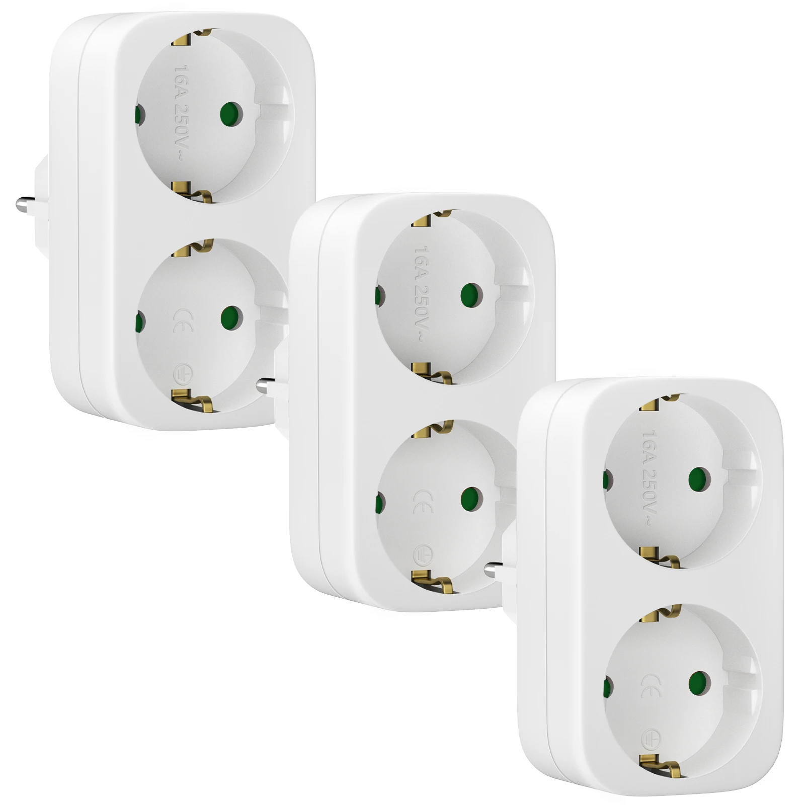 Adaptador de dois furos padrão europeu tomada de viagem 3680W 16A casa e escritório de alta potência adequado para vários países europeus