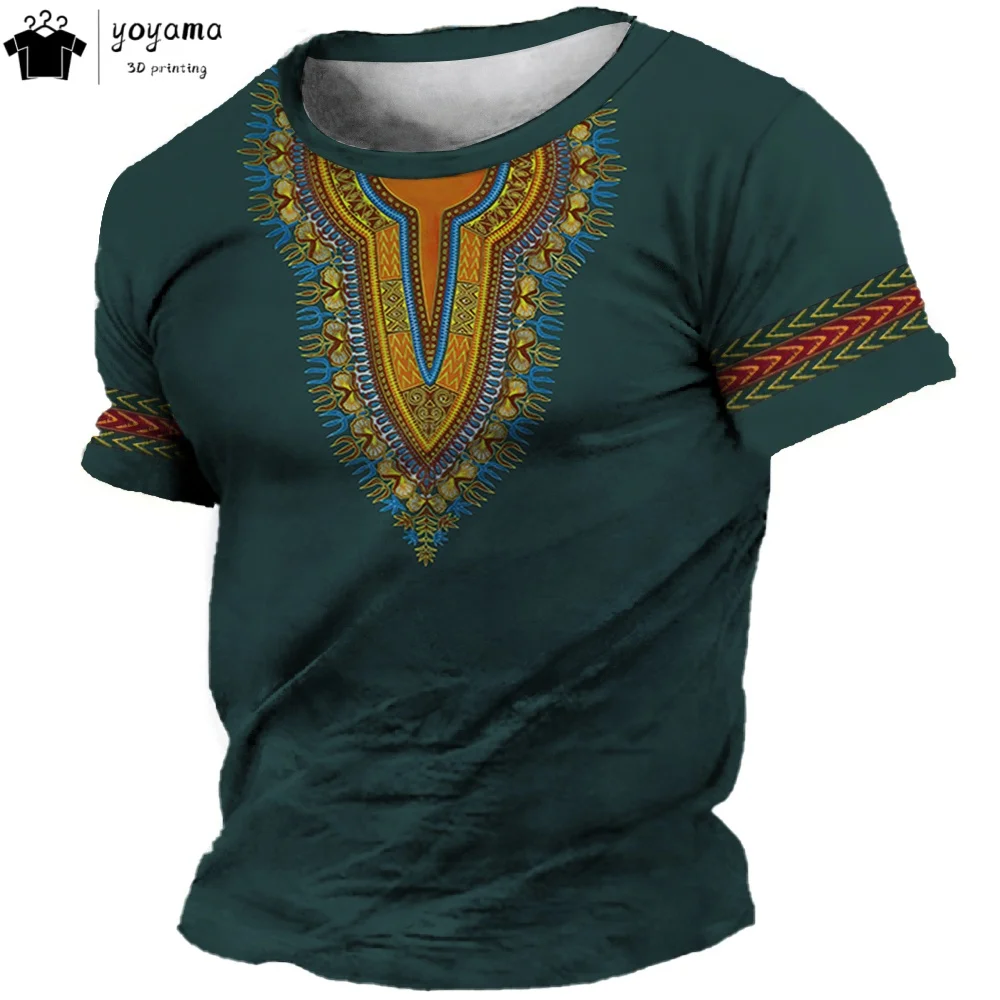 

Vintage Ethnic Style Men's Clothing Fashion Breathable Men's T-Shirt Trend Oversized Men Short Sleeve Tee Casual O-Neck Men Tops