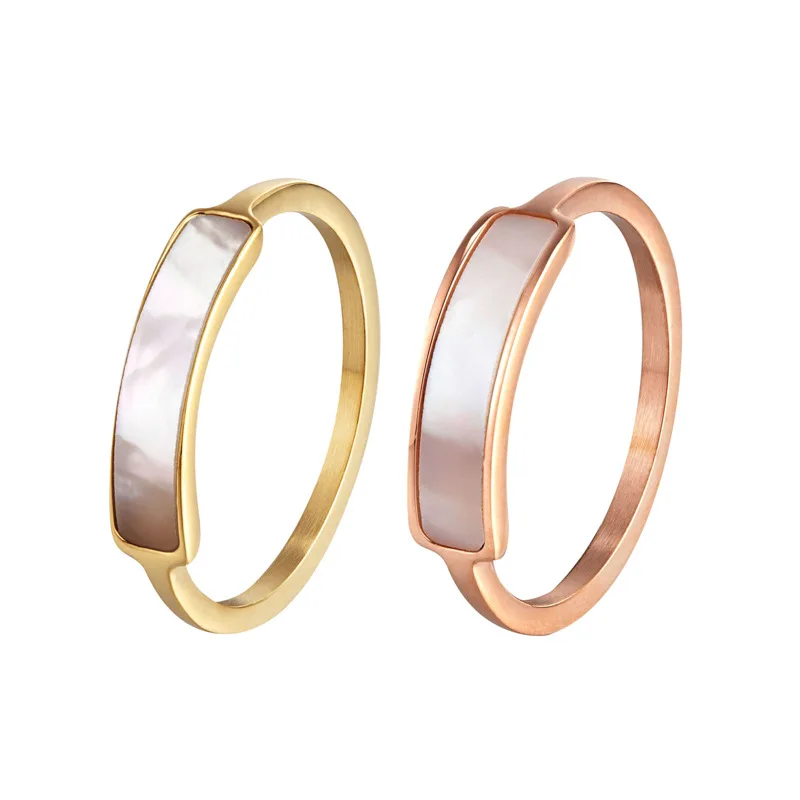 AILINFA Titanium Steel Ring Ladies Fashion Niche Couple Simple Retro INS Glossy Shell Ring Wholesale