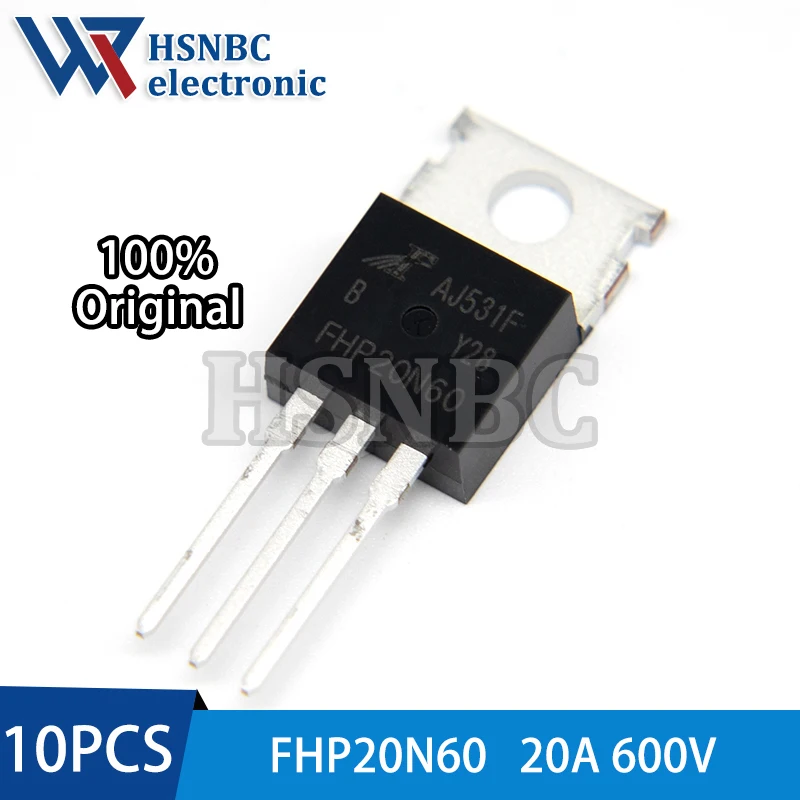 10PCS FHP20N60 20N60 FHP20N60B TO-220 20A 600V N-Channel Power MOSFET Transistor 100% New Original