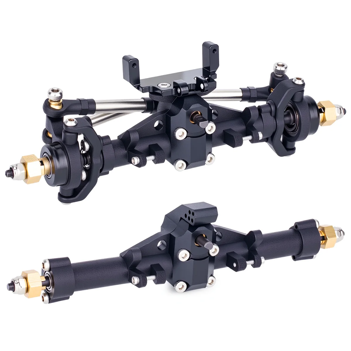 Complete Plastic Front & Rear Axle Set with Servo Mount for 1/24 Axial SCX24 Crawler Gladiator Bronco C10 Upgrade Parts