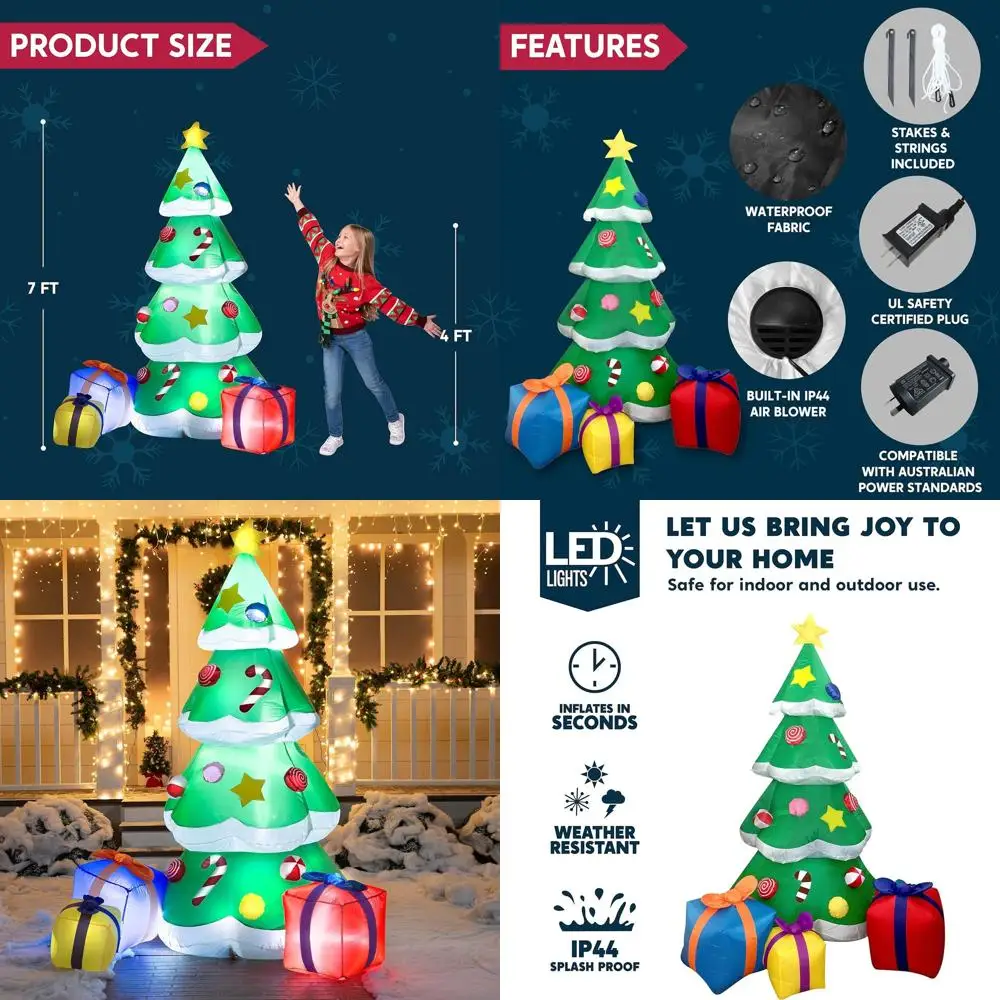 

Гигантская уличная рождественская надувная елка с 3 подарками и светодиодной подсветкой для декора газона во дворе