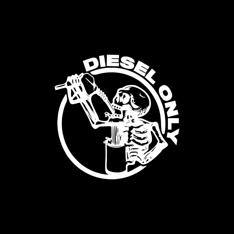 Diesel Only Skull for Car Sticker Decoration Fuel Tank Cap Roundness Outdoor Sticker External Accessories Waterproof Vinyl Decal