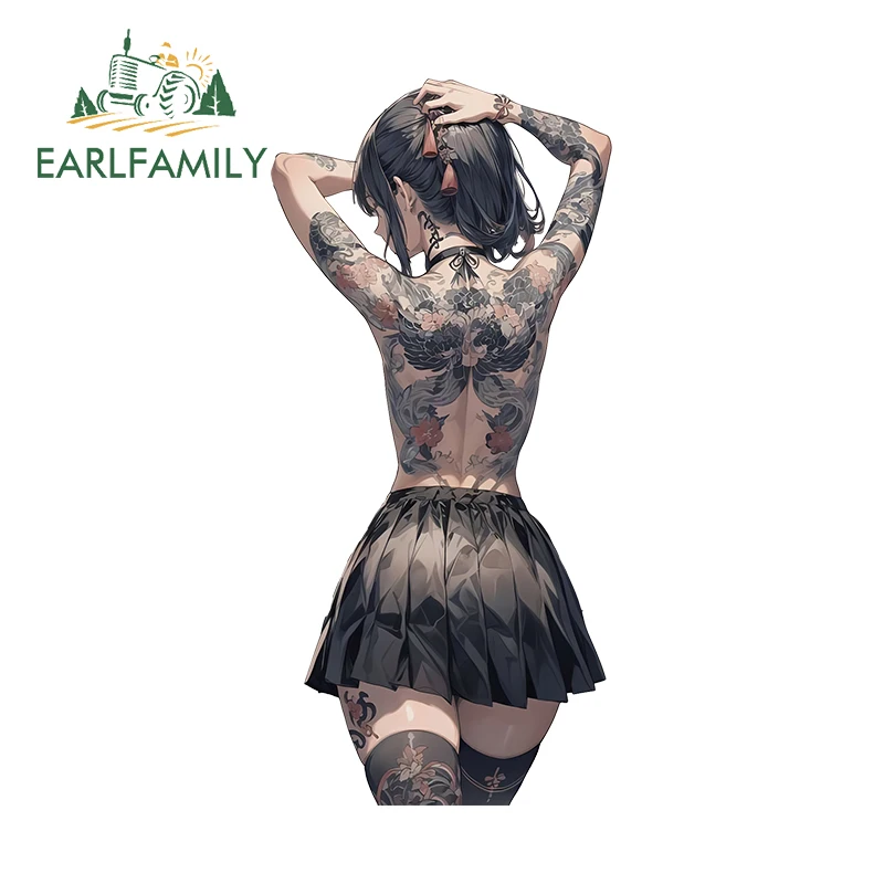 Оригинальная тату-наклейка EARLFAMILY диаметром 13 см х 6,1 см, оригинальная искусственная юбка, украшение для спины, водонепроницаемые мотоциклетные индивидуальные автомобильные наклейки