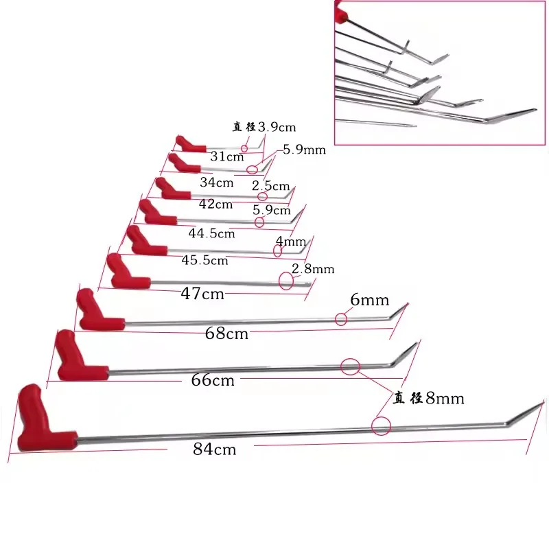 30PCS PDR Car Dent Repair Paintless Dent Removal Tool Hook and Rod Repair Without Damaging Paint
