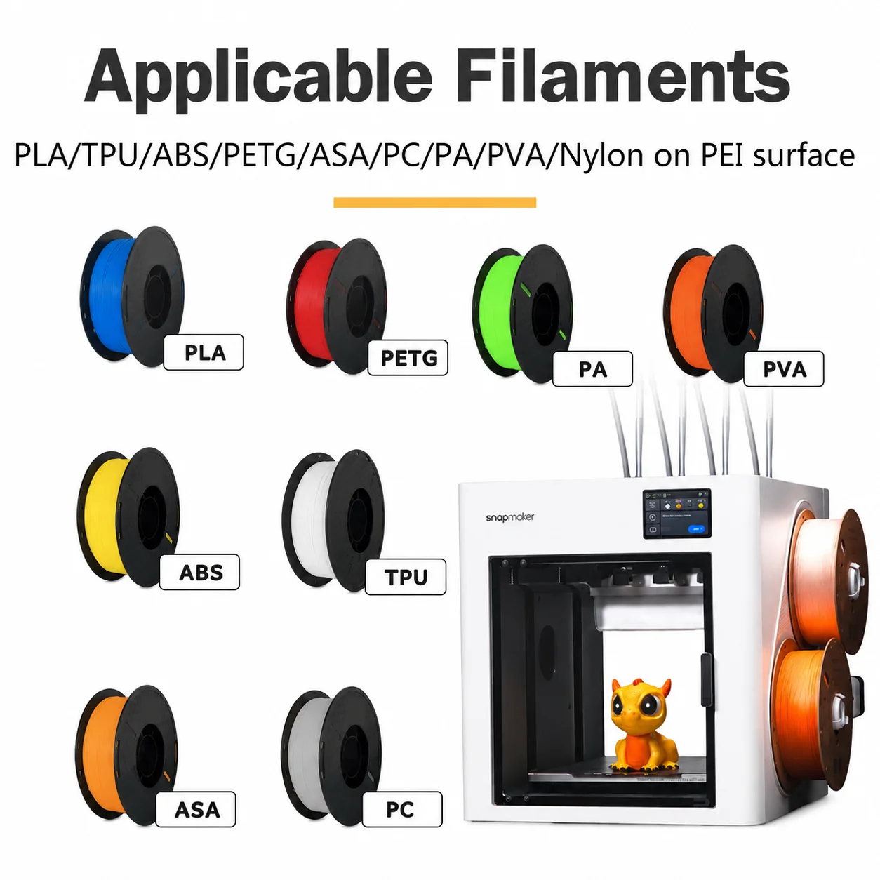 270x270mm für Snapmaker U1 Bauplatte, texturierte PEI Federstahlplatte, doppelseitige glatte PEO PEY Platte für Snapmaker U1 – Detail 5