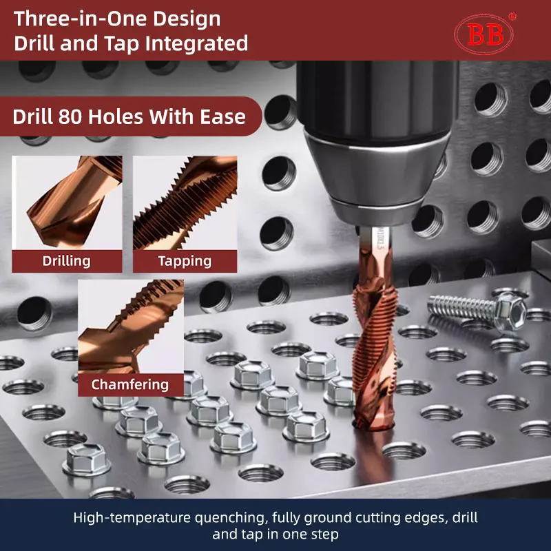 Imagem -03 - Bb-tap Drill Bit Combinação Tin Hss Carbide Iso h2 Metric Machine Hand Thread Drilling Tool Hex Square Shank Conjunto para Metal Wood