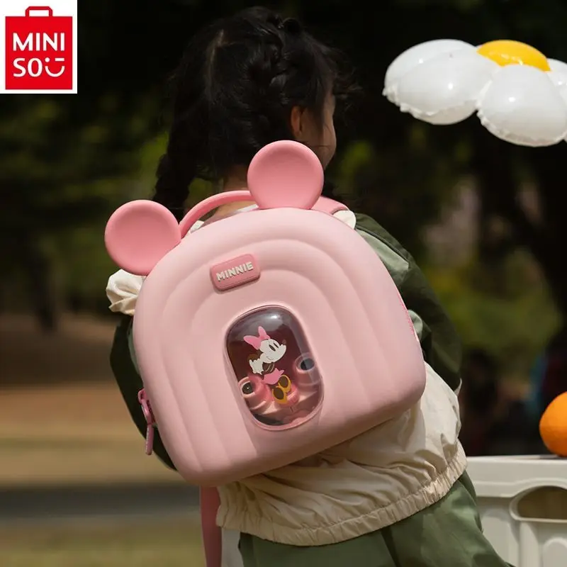 Miniso Dish Kindergarten School Bag, Mickey dos desenhos animados, meninos e meninas mini meninas saída, mochila de armazenamento de grande capacidade, mochila infantil