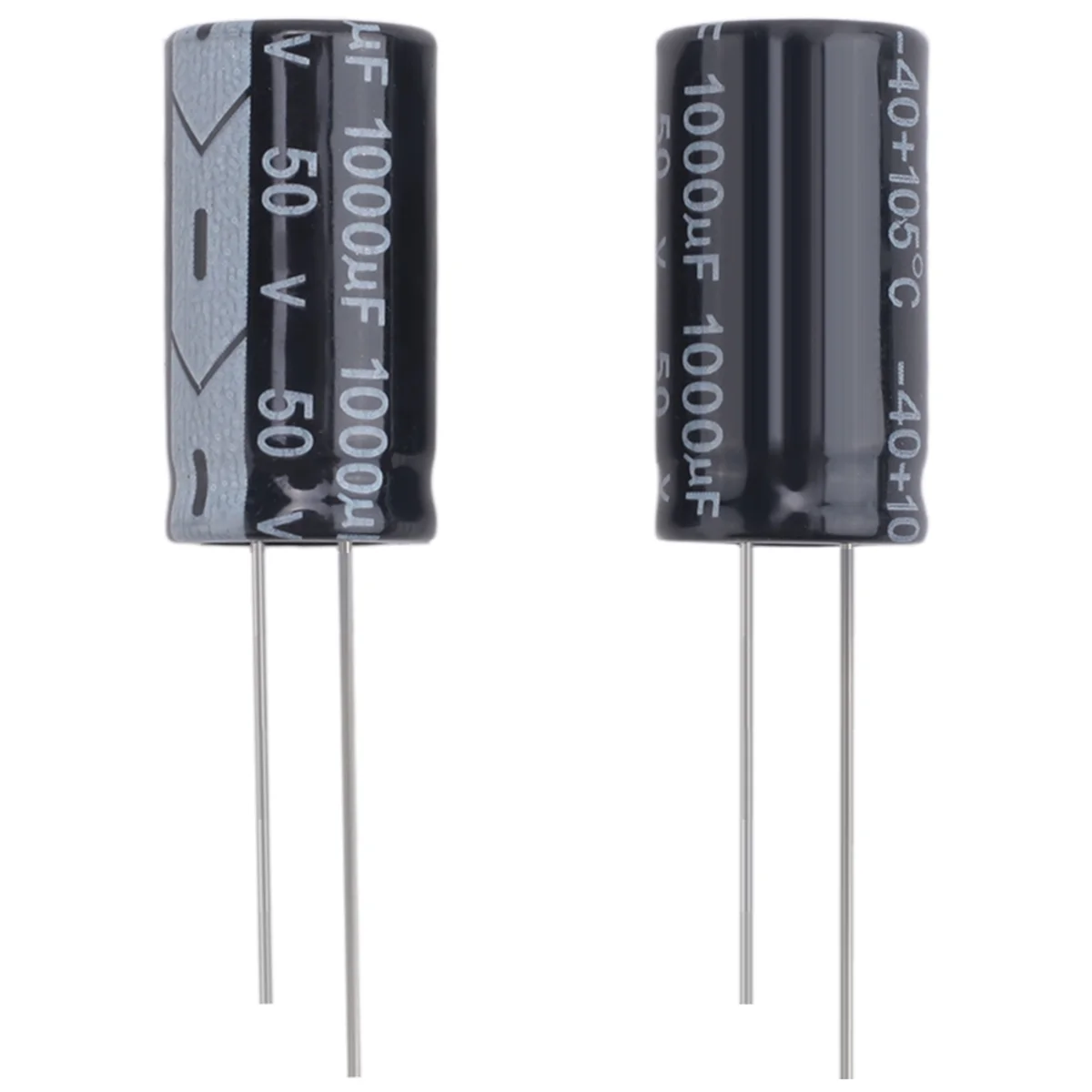 New Radial electrolytic capacitor 50 V 1000 u F 105 C 25 x 13 mm - Black (2 packs)