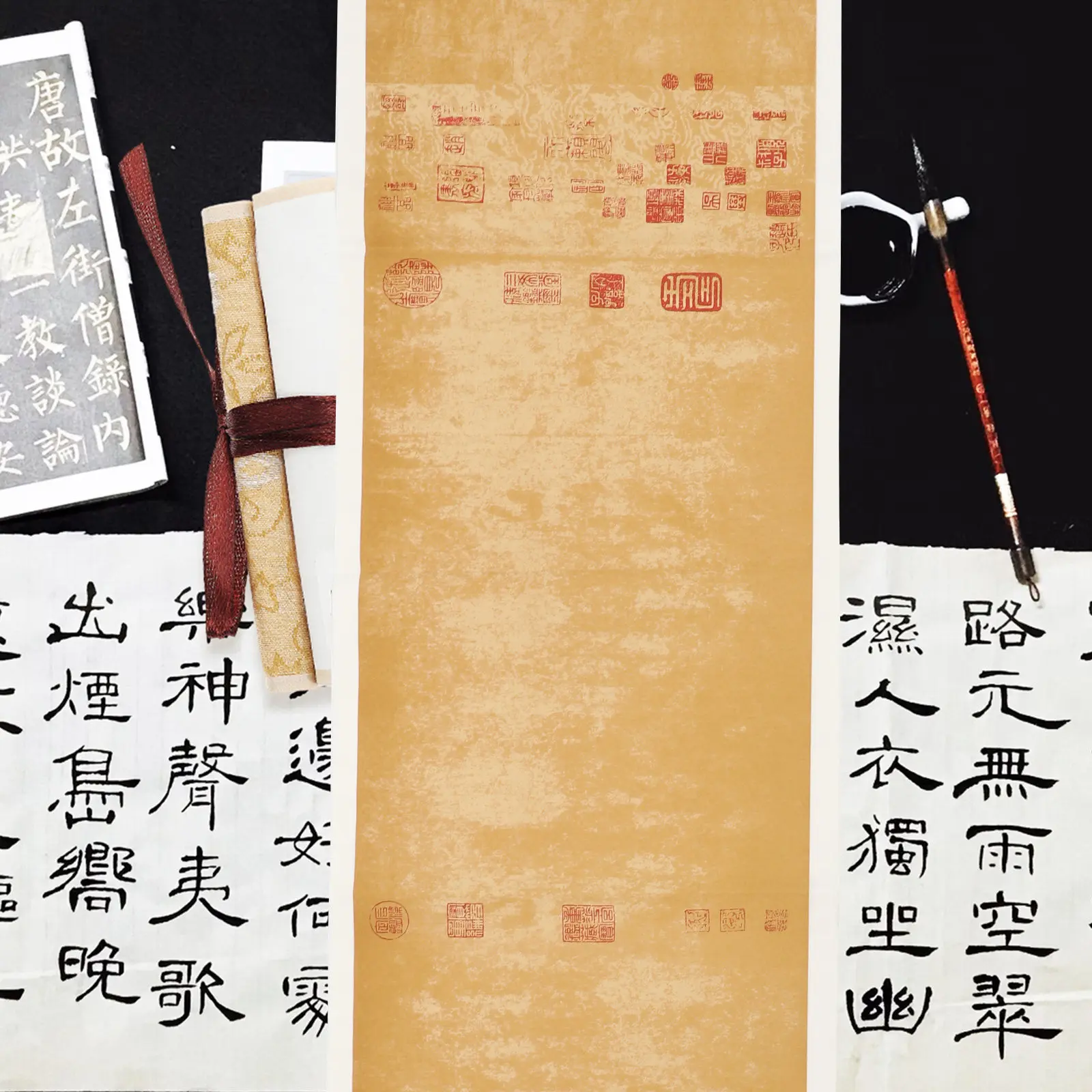 5 Sheets Vintage Multifunction Chinese Calligraphy Paper Convenient Portable Writing Rice Paper for Painting Drawing Practice