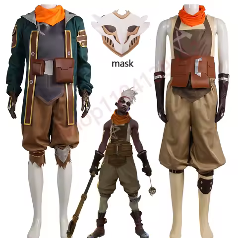 Arcane Ekko Cosplay Costume Firelights Uniform White Face Mask LOL League of Legends Men Suit Halloween Party Carnival Disguise