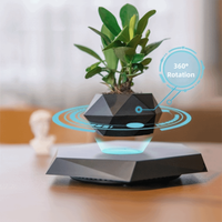 Magnetic Levitation Green Potted Plants Creative Geometric Magnetic Levitation Bonsai Desktop Ornament Plastic Flower Pot