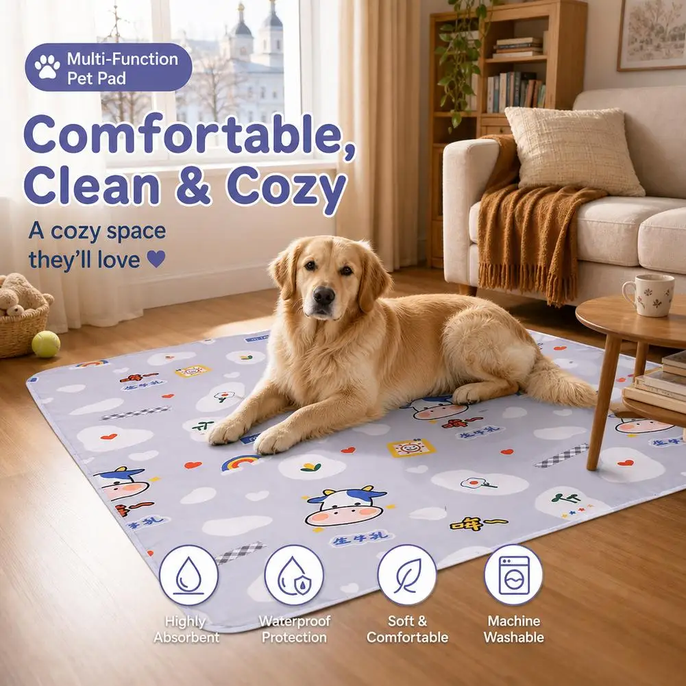 2pcs Multi Functional Pet Cute Urine Pad Machine Washable Anti Slip Absorbent Cat And Dog Pad Reusable Urine Isolation Pad 2026