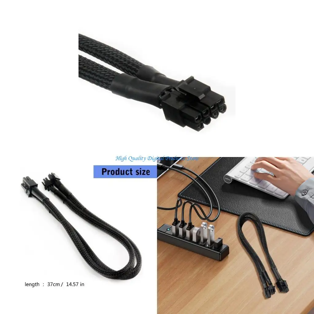 U2JE 8Pin to Two 6Pin PCIExpress Graphics Card Cable for Braideds Texture and Modern Aesthetic