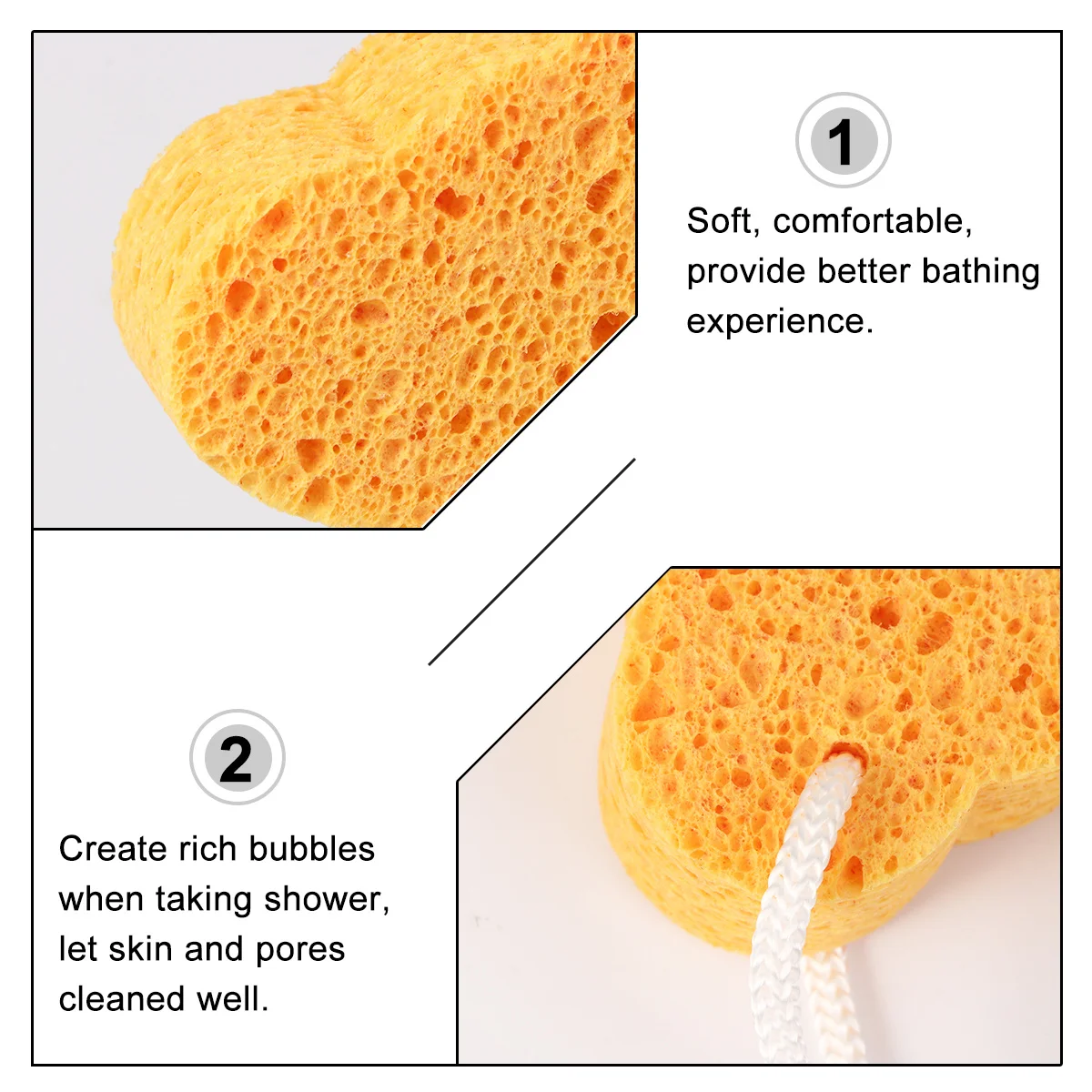 3 قطعة إسفنجة حمام من الألياف الطبيعية دش إسفنجة السليلوز لينة ماصة للكبار الجسم التقشير إسفنجة السليلوز #2