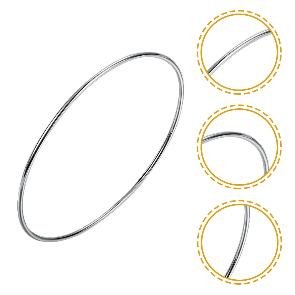 

6 Pcs Silver Plated Copper Bangles Women Thin Bracelets Lady Jewelry Gift Matching Dress Skirts Tshirts Birthday Present Home