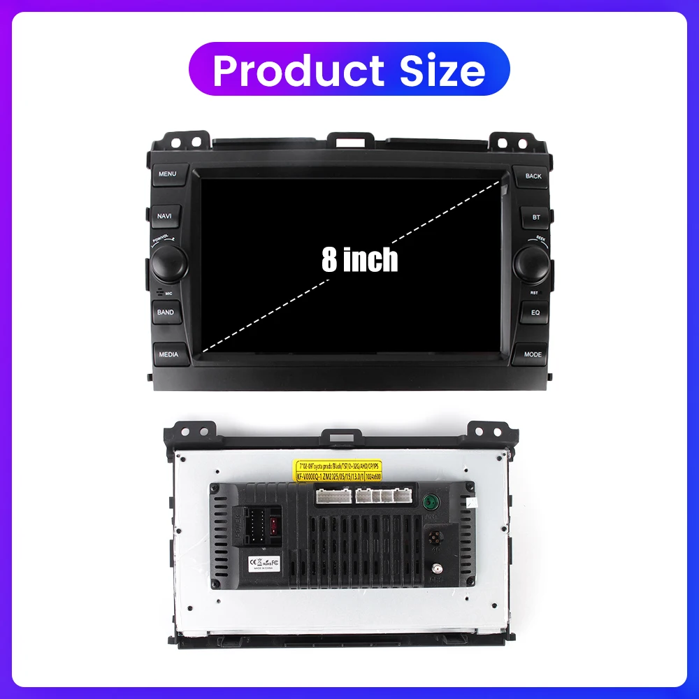 

8" Android Car Radio Multimedia Video Player For Toyota Prado 2002-2009 GPS Navigation Audio Stereo CarPlay Android Auto RDS FM
