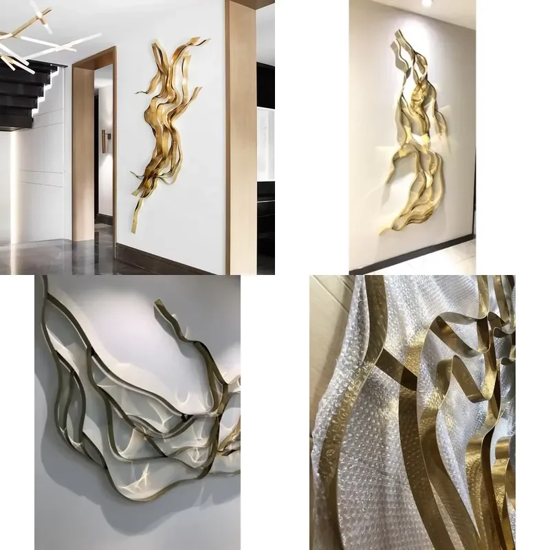 Modern Abstract Metal Wall Art Home Decor Sheet Crafts Hotel Ornament Window Display Stainless Steel Indoor Sculpture
