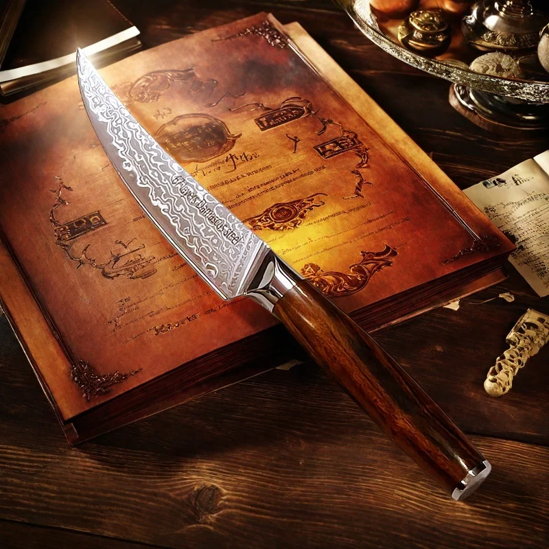 Damascus Steel Steak & Multi-Purpose Knife VG10 Is Super Sharp With Ebony Handle - Razor-Sharp Durable Blade For Kitchen