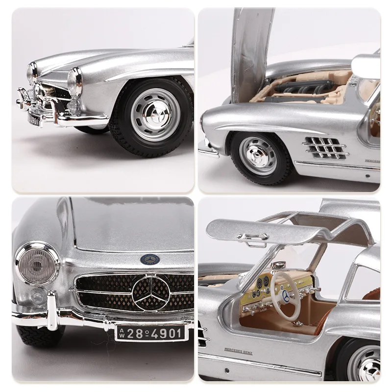 Bburago 1:18 1954 Mercedes-Benz 300SL Alloy Sports Car Model Diecasts Metal Toy Classic Old Car Model Collection Childrens Gifts