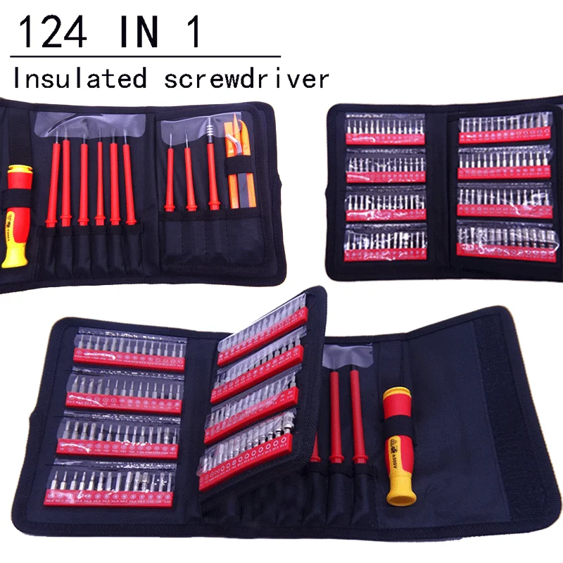 

126-in-1 Home electrician screwdriver set Cross tweezers SPX hexagonal insulated screwdriver Appliance repair storage kit